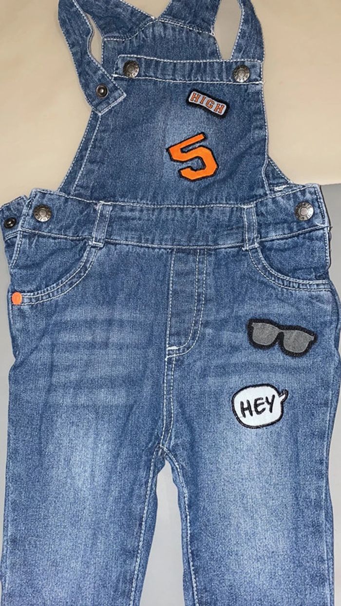 Salopette en jean 12 mois 74 cm - photo numéro 2