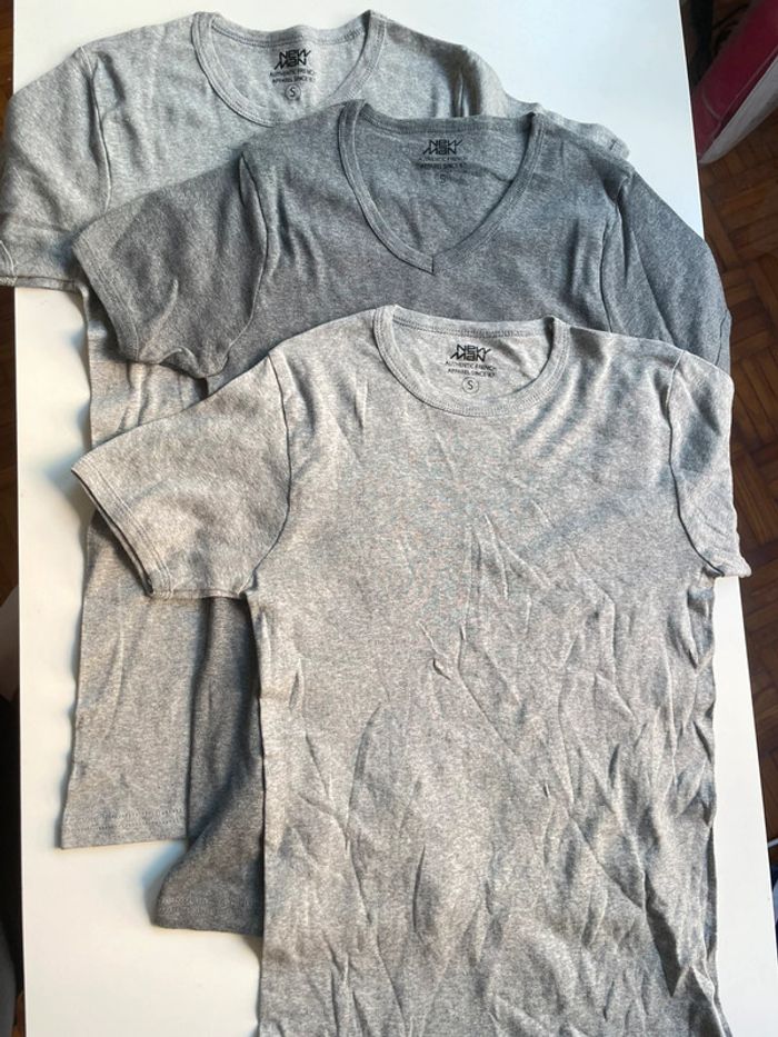 3 t-shirts gris taille S New Man 100% coton