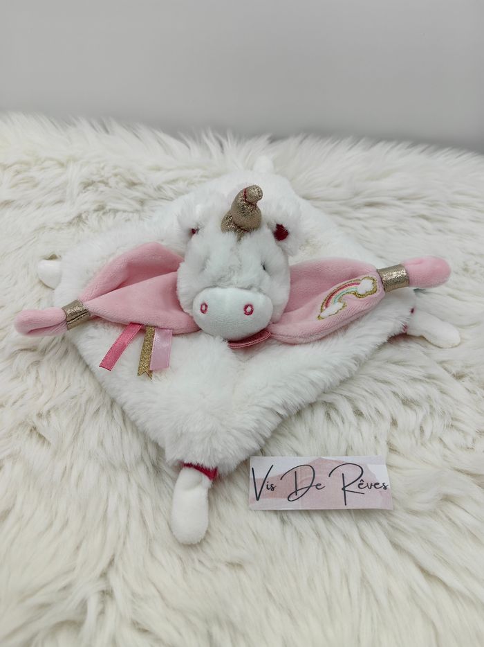 Doudou plat licorne blanc rose Poudre D'Etoiles BN0322 Baby Nat