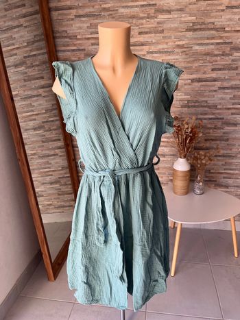 Robe vert d’eau en gaze de coton