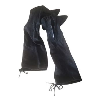 🖤 Cuissardes noires à talons en suédine