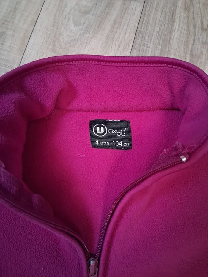 Veste zippée polaire fille fuchsia 4 ans - photo numéro 4