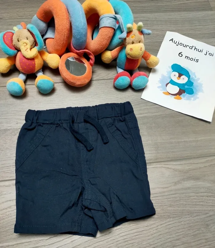 Short fin bleu marine mixte 6 mois Kiabi