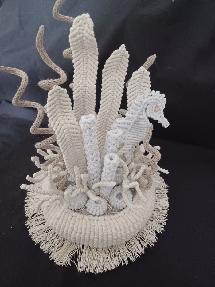 Fond marin macramé hippocampe