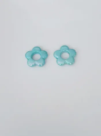 Pampilles fleur bleu turquoise création bijoux boucles d'oreilles collier