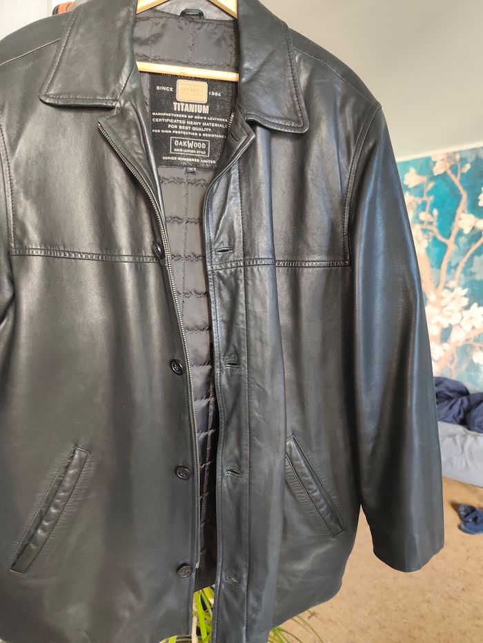 Veste en cuir noir pour homme - photo numéro 6