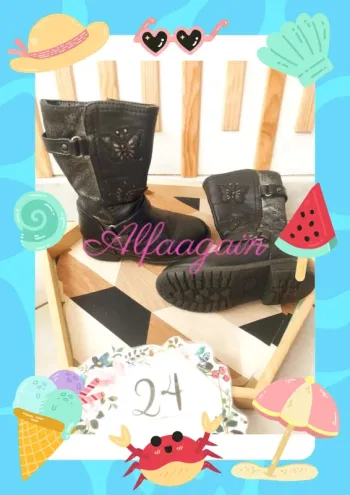 Bottes noires papillons 24
