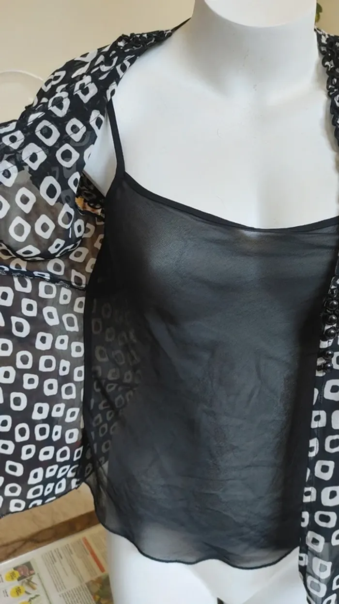 Blouse vintage manches courtes 2 pièces intégrées tissu légère - photo numéro 7
