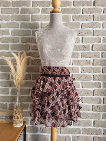 Jupe courtes à volants imprimé ethnique La Redoute - Neuve