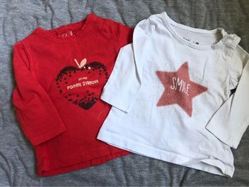Lot 2 t-shirt manches longues 3 mois
