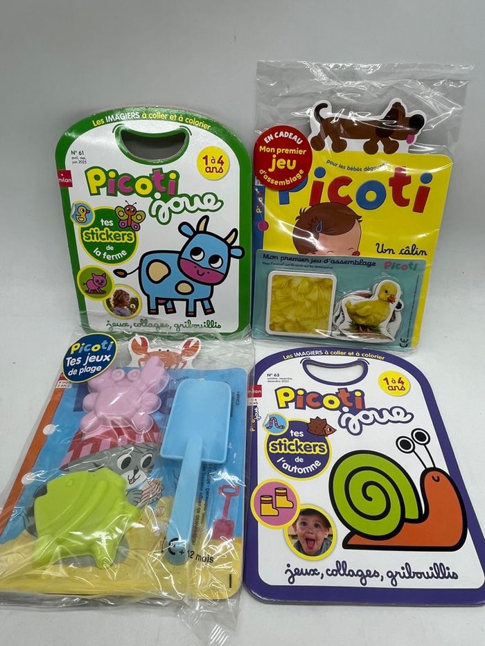 Lot de 4 livres d'activité Magazines Picoti Je joue Gommette Neuf