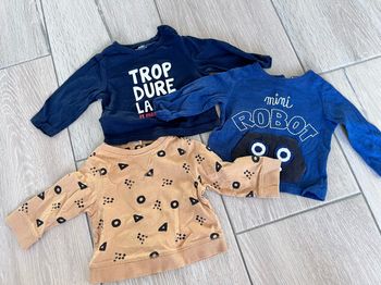 Lot 3 tee-shirts manches longue 1 mois