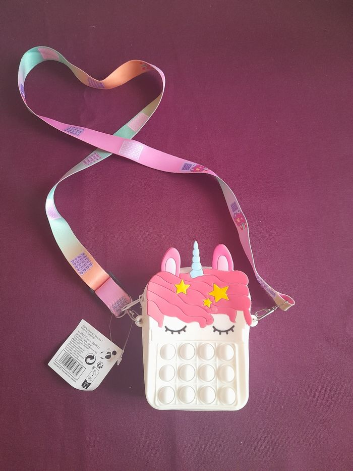 Sacoche licorne pop it avec bandoulière neuve - photo numéro 2