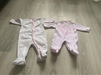Lot 2 pyjama rose bebe fille naissance 1 mois