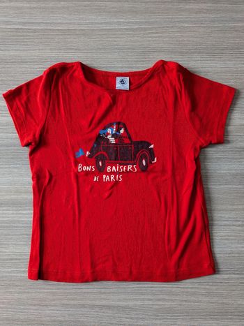 Tee shirt rouge petit bateau 6 ans fille 