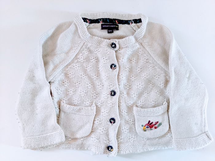 Gilet cardigan tricoté Sergent major 6 mois 68 cm blanc cassé