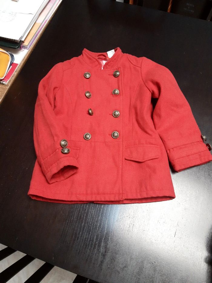 Manteau style navy boutons rouge laine 5 ans la redoute