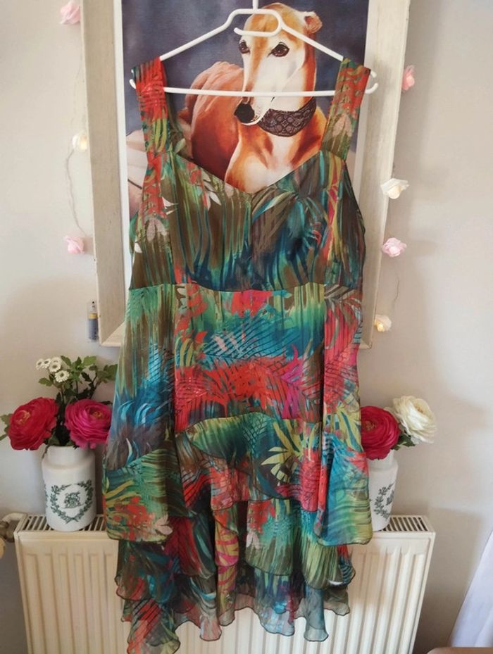 🐝Robe d'Été Imprimé Floral & Froufrous Toscane T44+🐝 - photo numéro 13