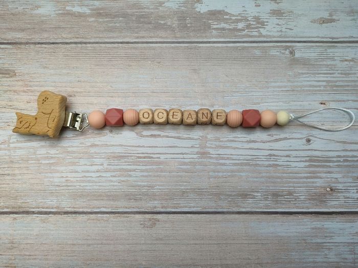 Attache tétine personnalisé rose et terracotta - photo numéro 4