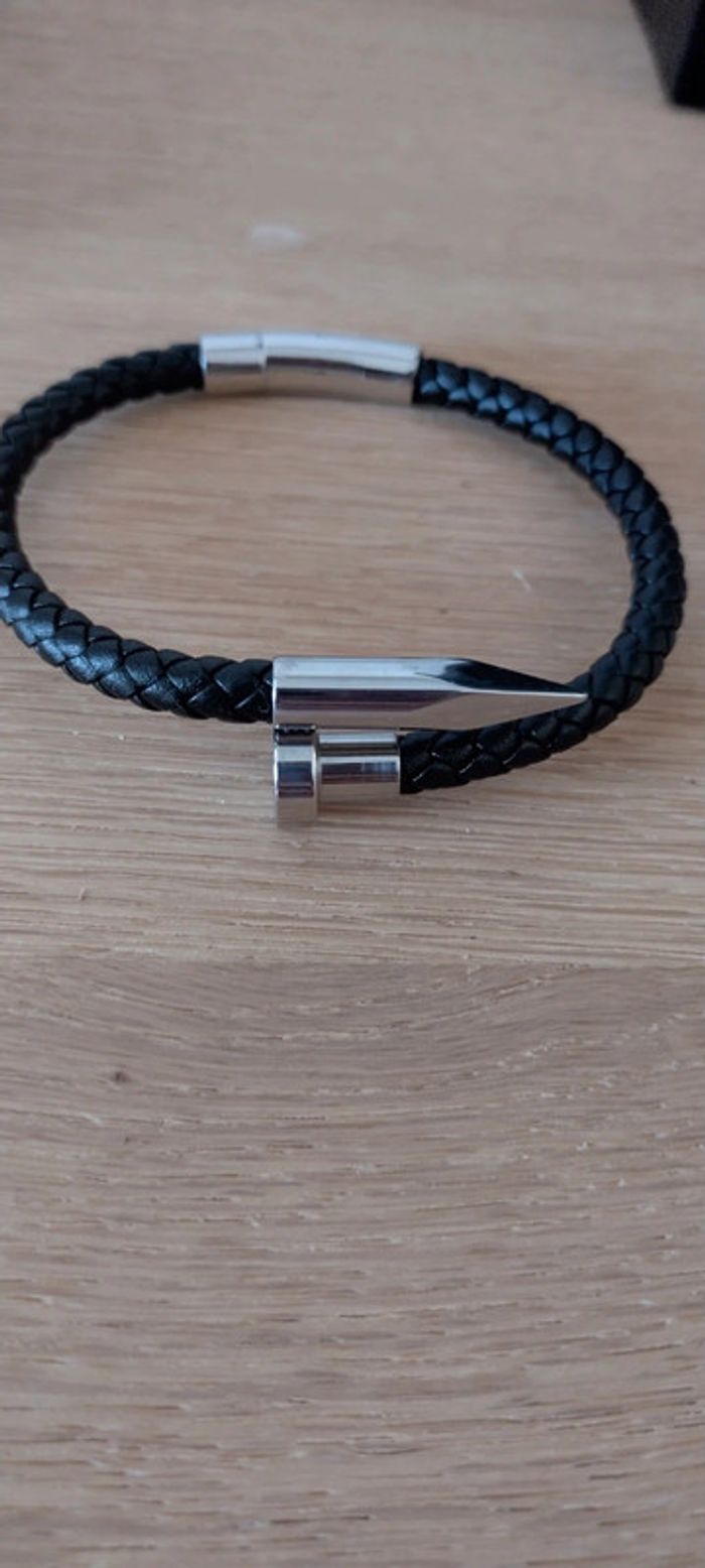 Bracelet clou tressé cuir - photo numéro 2