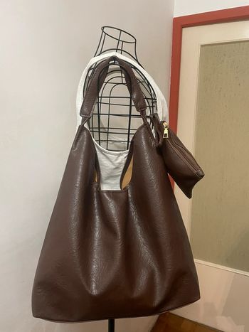 Sac fourre-tout vintage marron foncé en similicuir