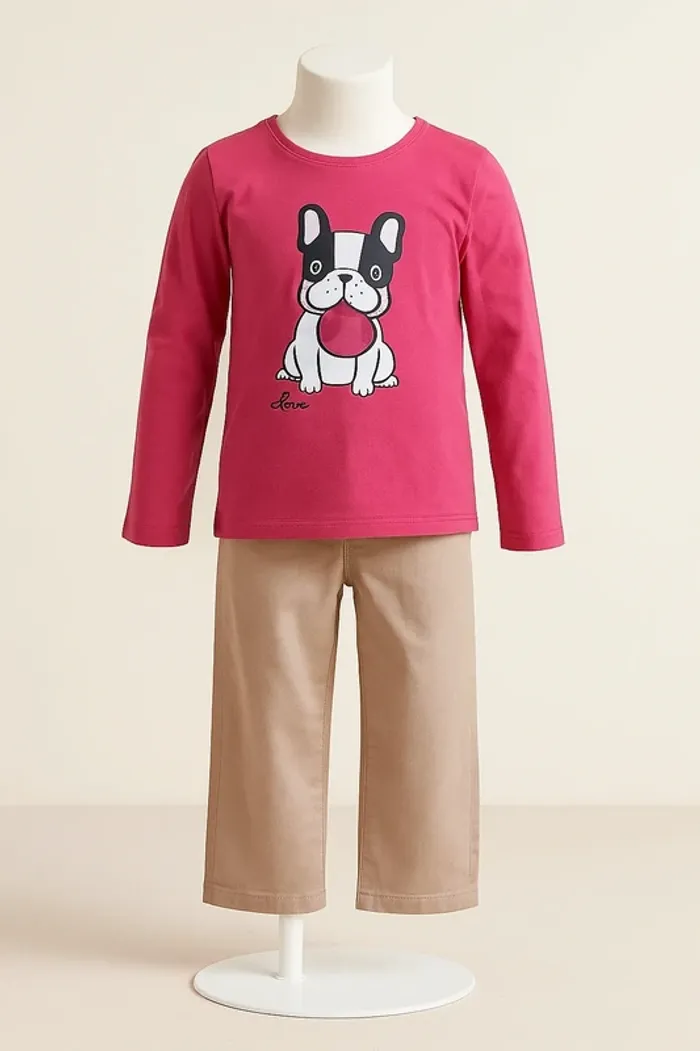 T-shirt manches longues fuchsia taille 4 ans