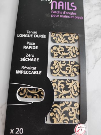 Patchs ongles main & pieds noir & doré