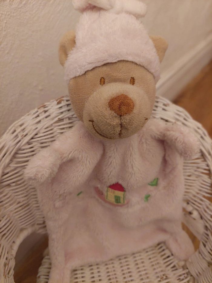 Doudou mouchoir ourson rose nicotoy - photo numéro 2