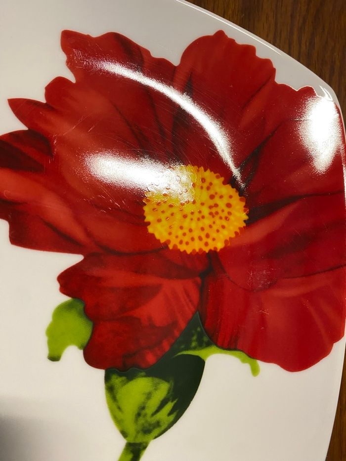 7 assiettes à desserts Coquelicots en porcelaine Vintage - photo numéro 7