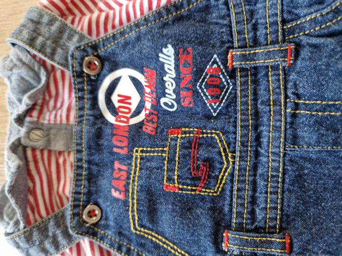 ENSEMBLE 2 Pièces Lee Cooper : Salopette Jean & T-shirt Rayé - 6 mois - photo numéro 2