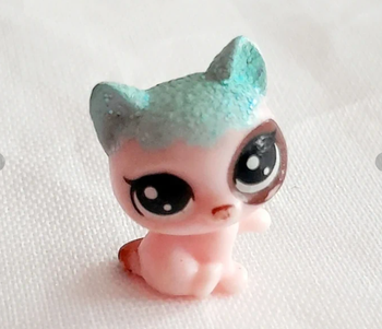 Mini Figurine Littlest Pet Shop Chat rose marron et bleu à paillettes Séries 2 Pet #2-34