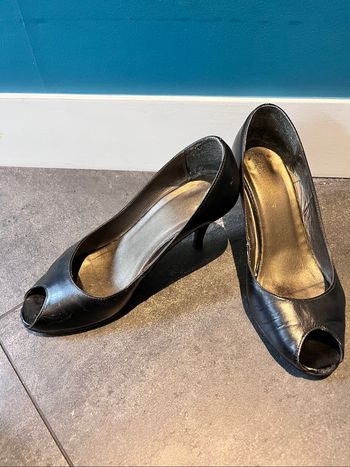 Escarpins à bouts ouverts en cuir noir San Marina