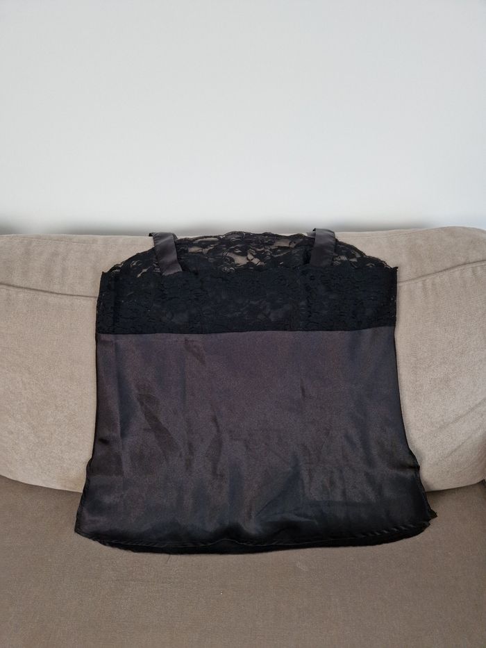 Débardeur noir effet satiné avec dentelle Bleu Bonheur - photo numéro 9