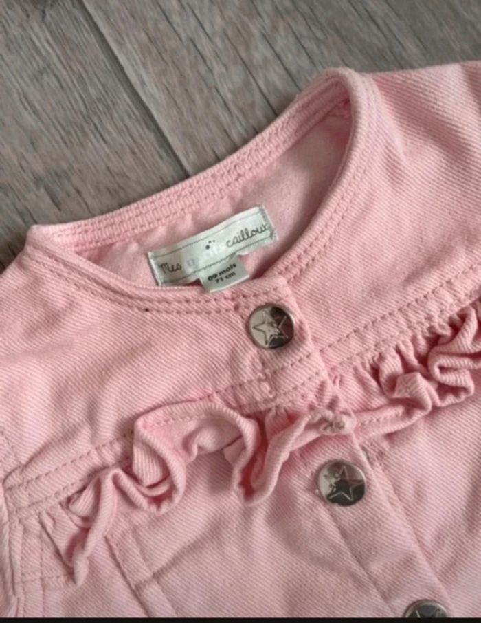 Veste en jean rose avec volants mes petits cailloux  12 mois - photo numéro 3