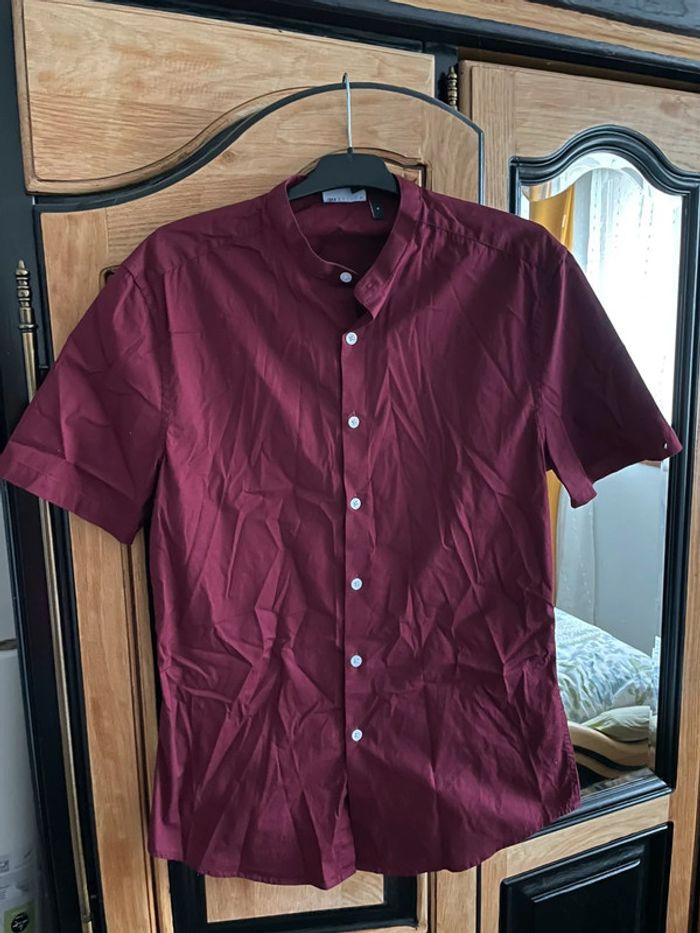 Chemise col bateau bordeaux