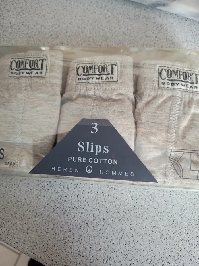 Lot de 3 slips en coton pur confort très classique coloris gris taille s - photo numéro 3