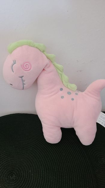 Doudou peluche dinosaure rose vert ZDT