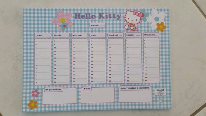 Sous main hebdomadaire Hello kitty VIN - photo numéro 2
