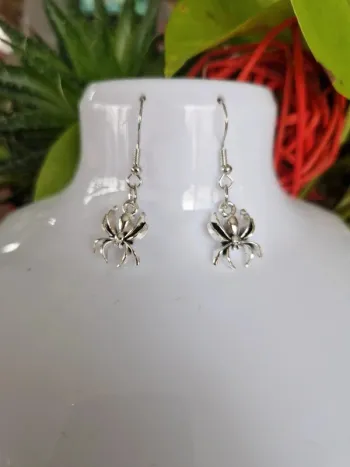 Boucles d'oreilles fantaisies argentées araignées