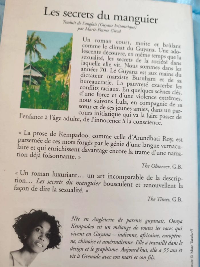 Roman "Le secret du manguier"- Oonya Kempadoo - photo numéro 2