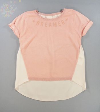 Top bi-matières tricot mousseline rose dreamer Le Temps des Cerises 10 ans 140 cm fille