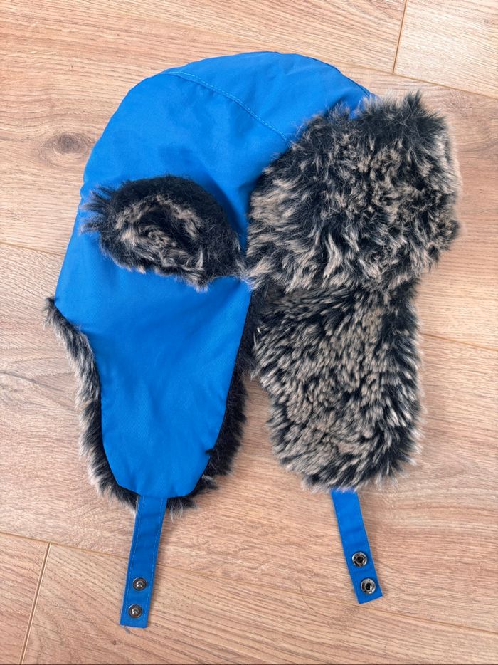 Bonnet chapka garçon bleu fourré 3/5 ans - photo numéro 3