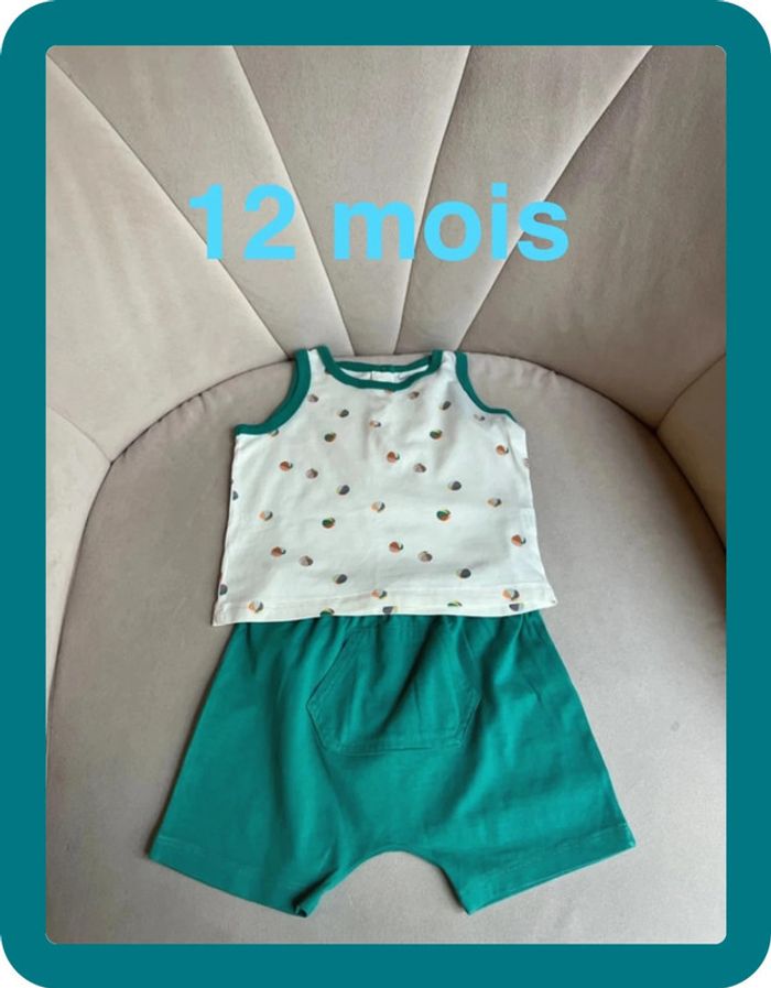 Ensemble jersey débardeur et short 12 mois - Bout'chou