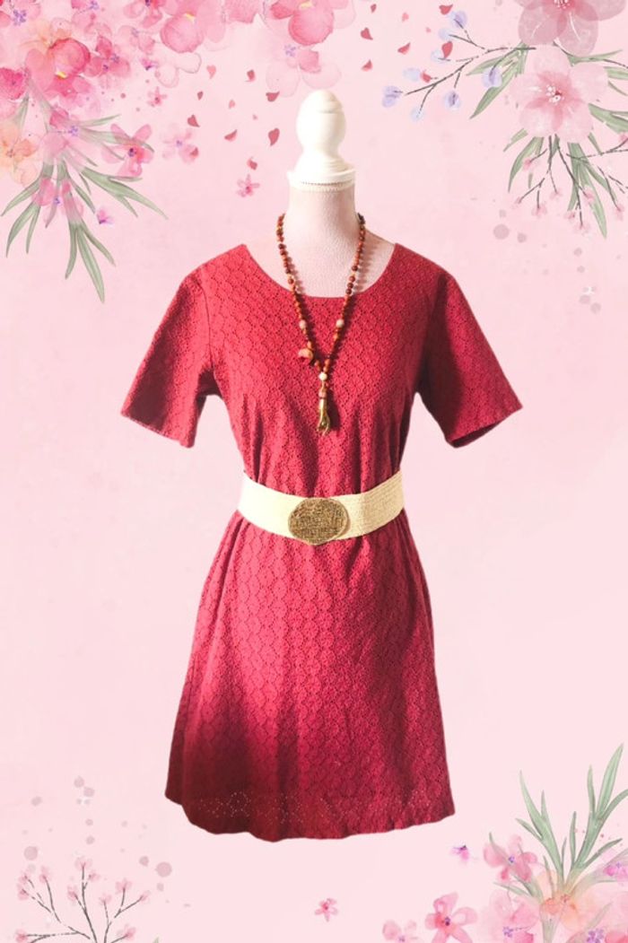 Fuchsia Robe Broderie Anglaise Rose ?Robe Broderie Anglaise Bois