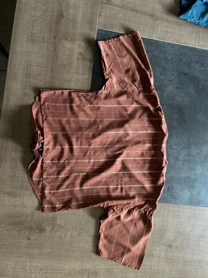 Blouse femme marron et doré neuf taille 36 - photo numéro 3