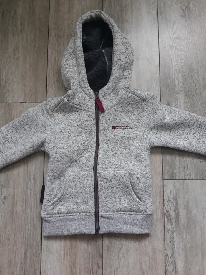 Sweat à capuche entièrement fourré gris chiné