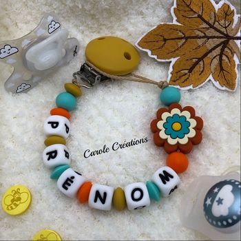 Attache tétine en silicone personnalisé fleur 