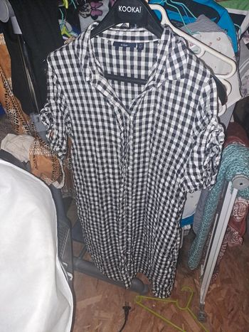 Chemise longue à carreaux
