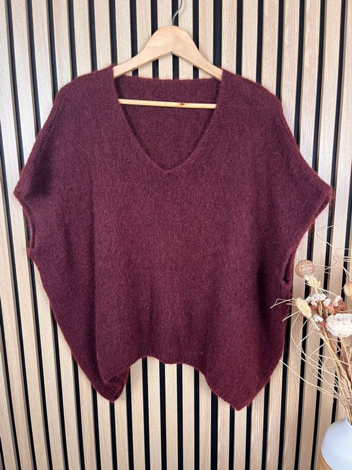 Pull bordeaux laine et mohair - photo numéro 3