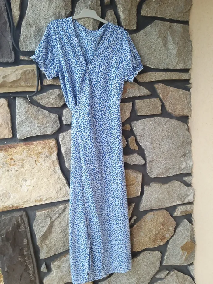 Robe longue femme bleue et blanche - photo numéro 2